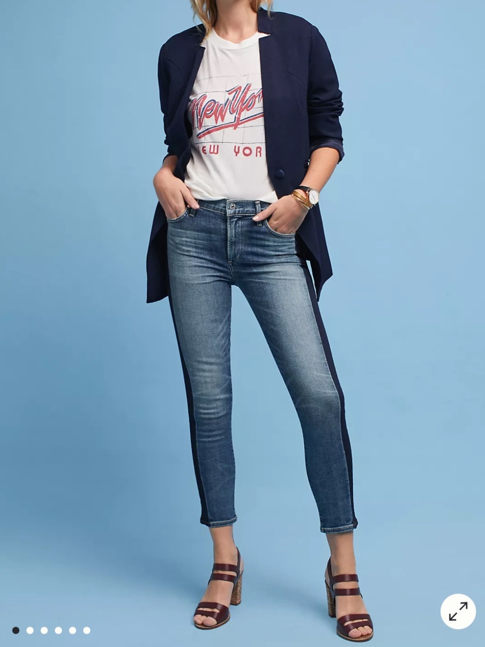 Citizens Of Humanity COH Rocket Crop High Rise Skinny Two Tone Blue Jeans Sz 25